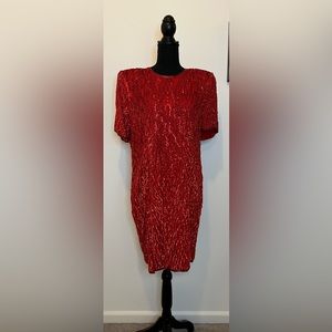 Vintage Stenay Red Sequin Dress